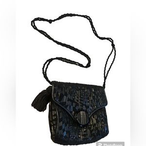 Grace Ann Agostino Black Leather Crossbody Purse